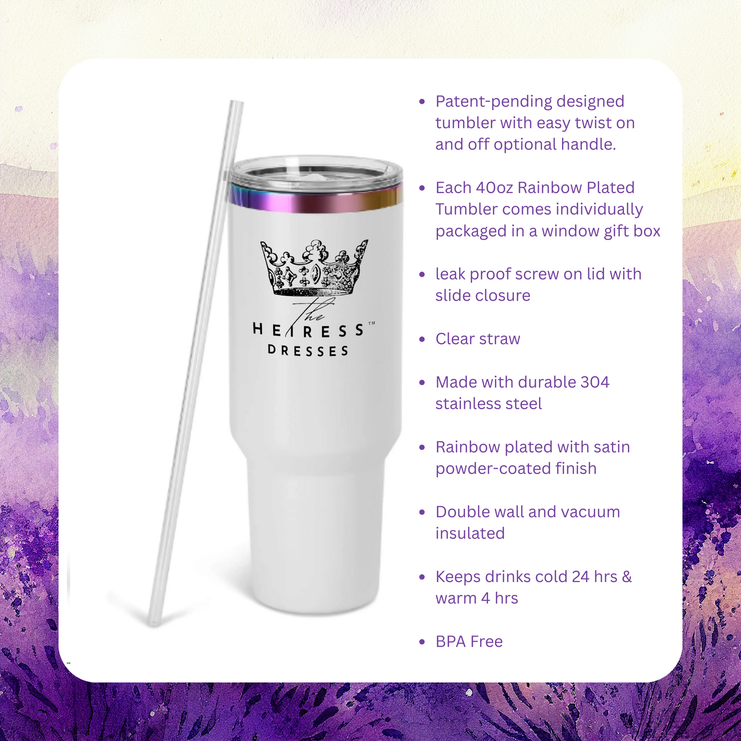 The Heiress Dresses 40oz Stainless Steel Tumbler